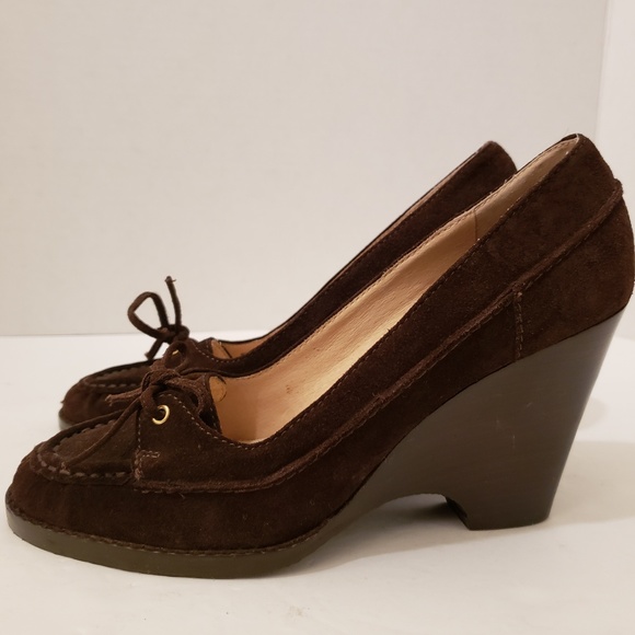 Michael Kors Shoes - Michael Kors Brown Suede Wedge Heel Loafers 6.5